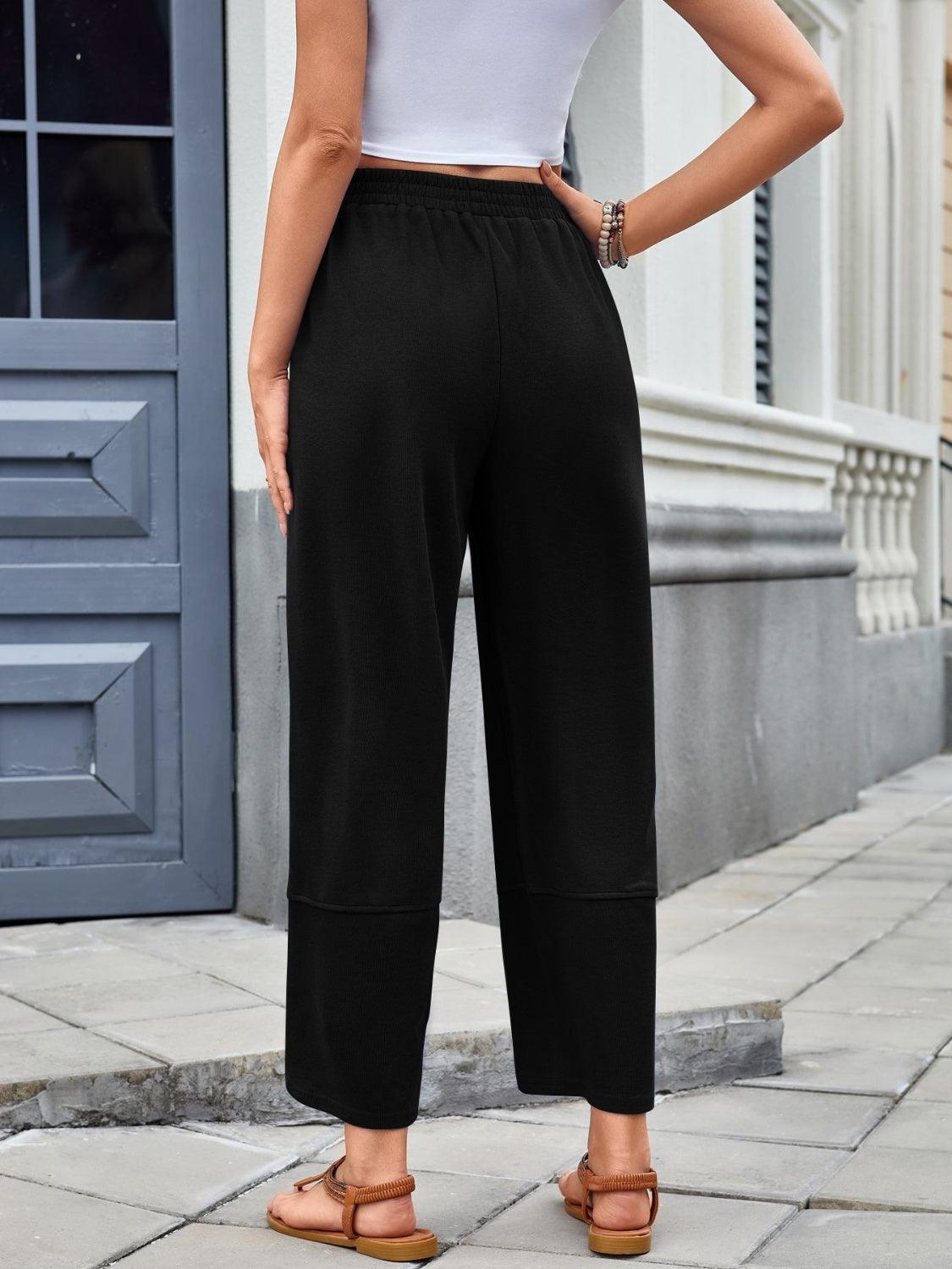 Lovelet Elastic Waist Wide Leg Pants - Curated by tt