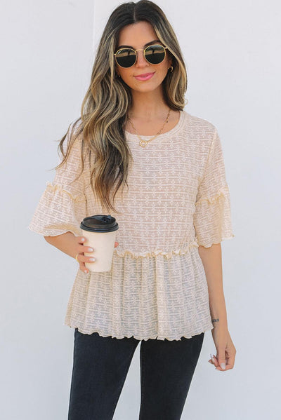 Textured Ruffled Blouse - Curated by tt