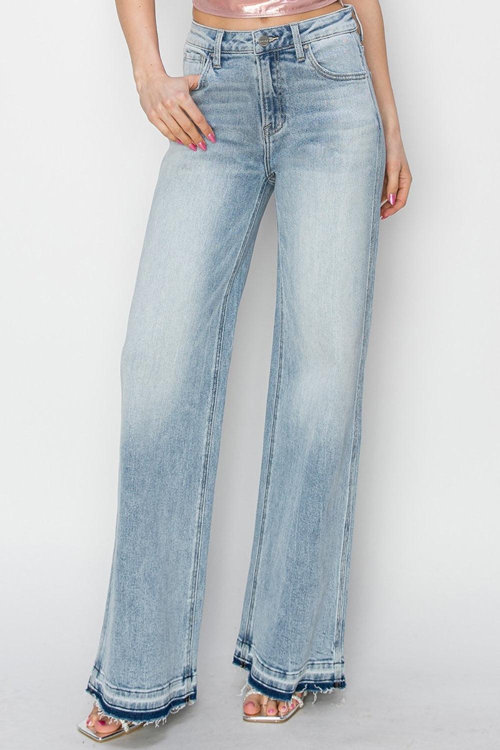 Full Size High Rise Wide Leg Jeans - Curated by tt