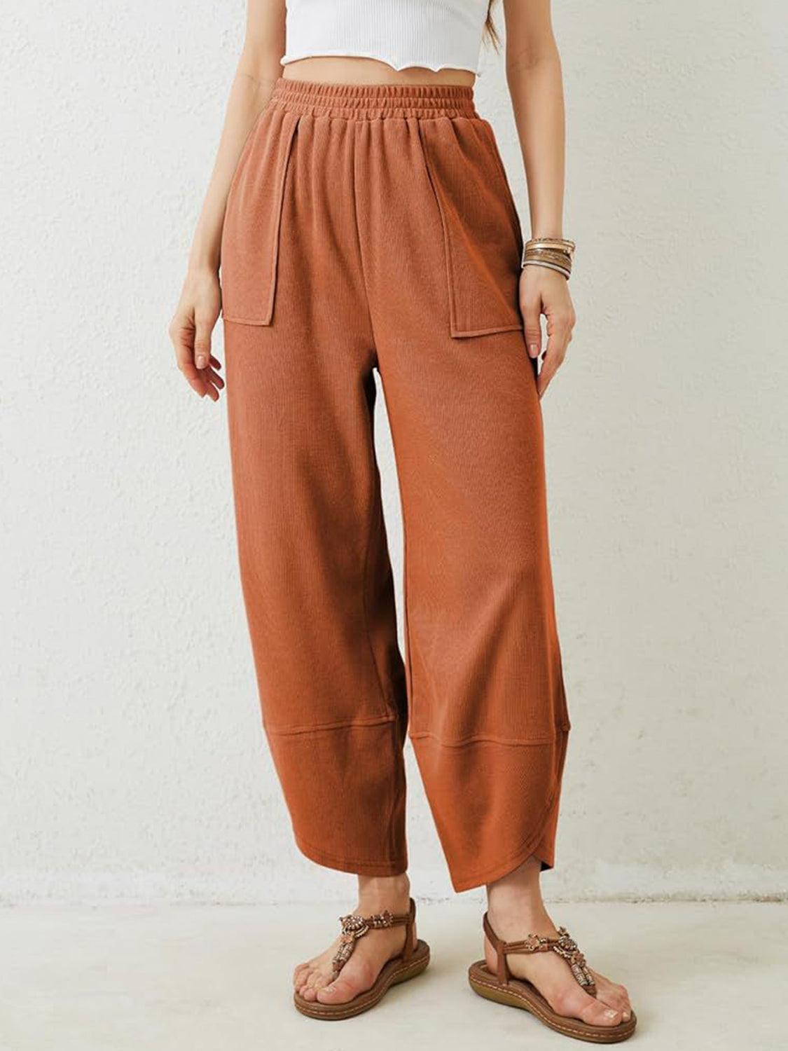 Lovelet Elastic Waist Wide Leg Pants - Curated by tt