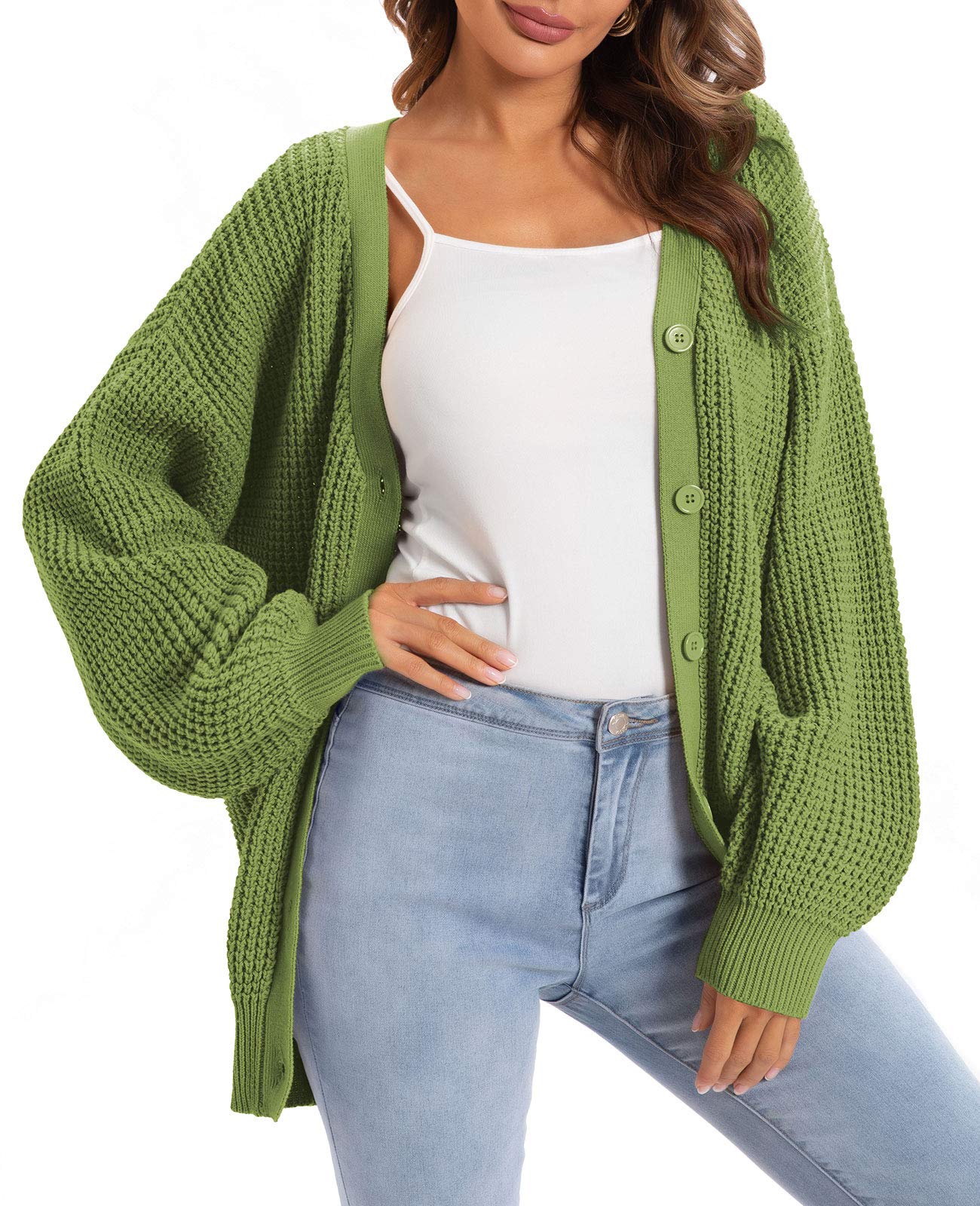 Oversized Knit Cardigan Sweaters - 100% Cotton