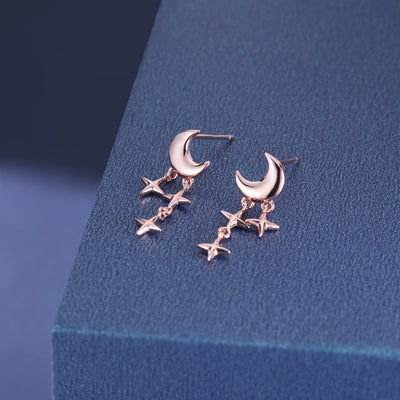 Tiny Moon Star Earrings Studs