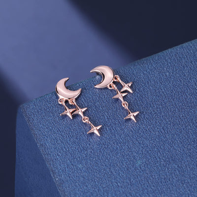 Tiny Moon Star Earrings Studs