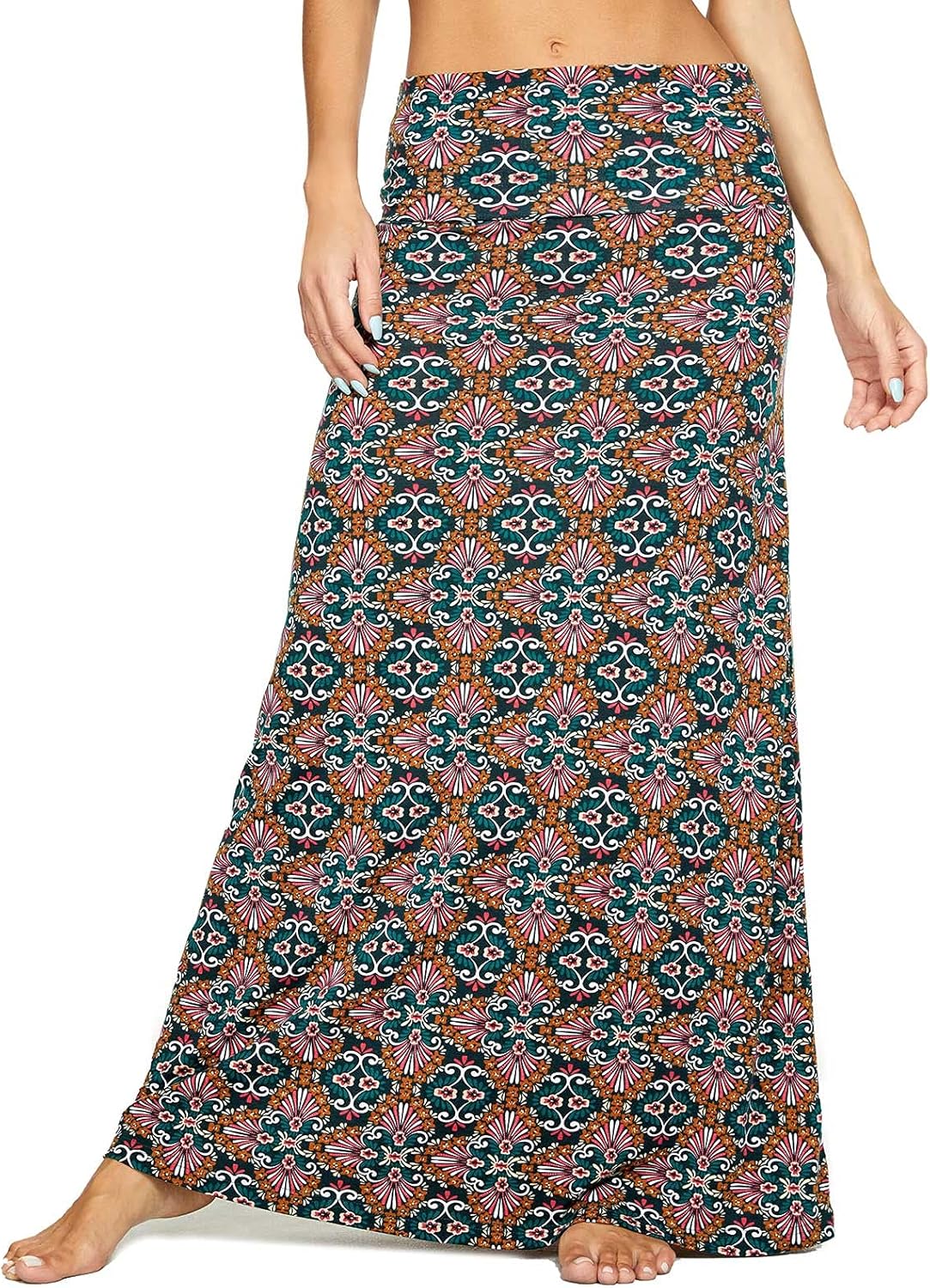 Ruched, High Waist  Flared Midi Skirt
