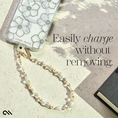 Phone Charm with Beaded Crystals and Pearls