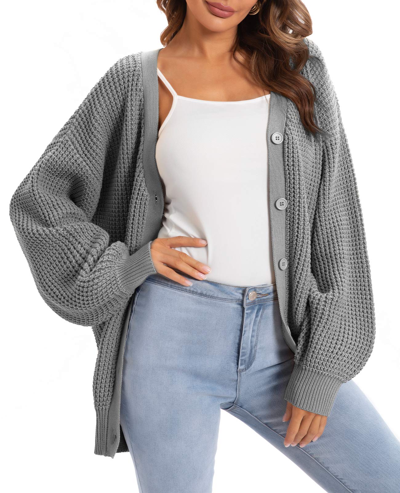 Oversized Knit Cardigan Sweaters - 100% Cotton