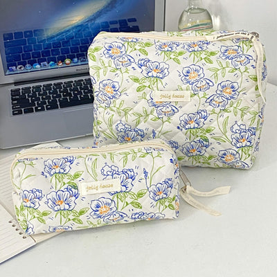 3Pcs Cotton Quilted Cosmetic Bag