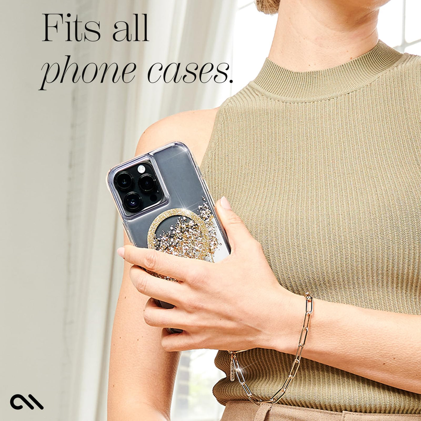 Phone Charm with Beaded Crystals and Pearls