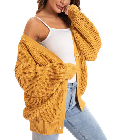 Oversized Knit Cardigan Sweaters - 100% Cotton