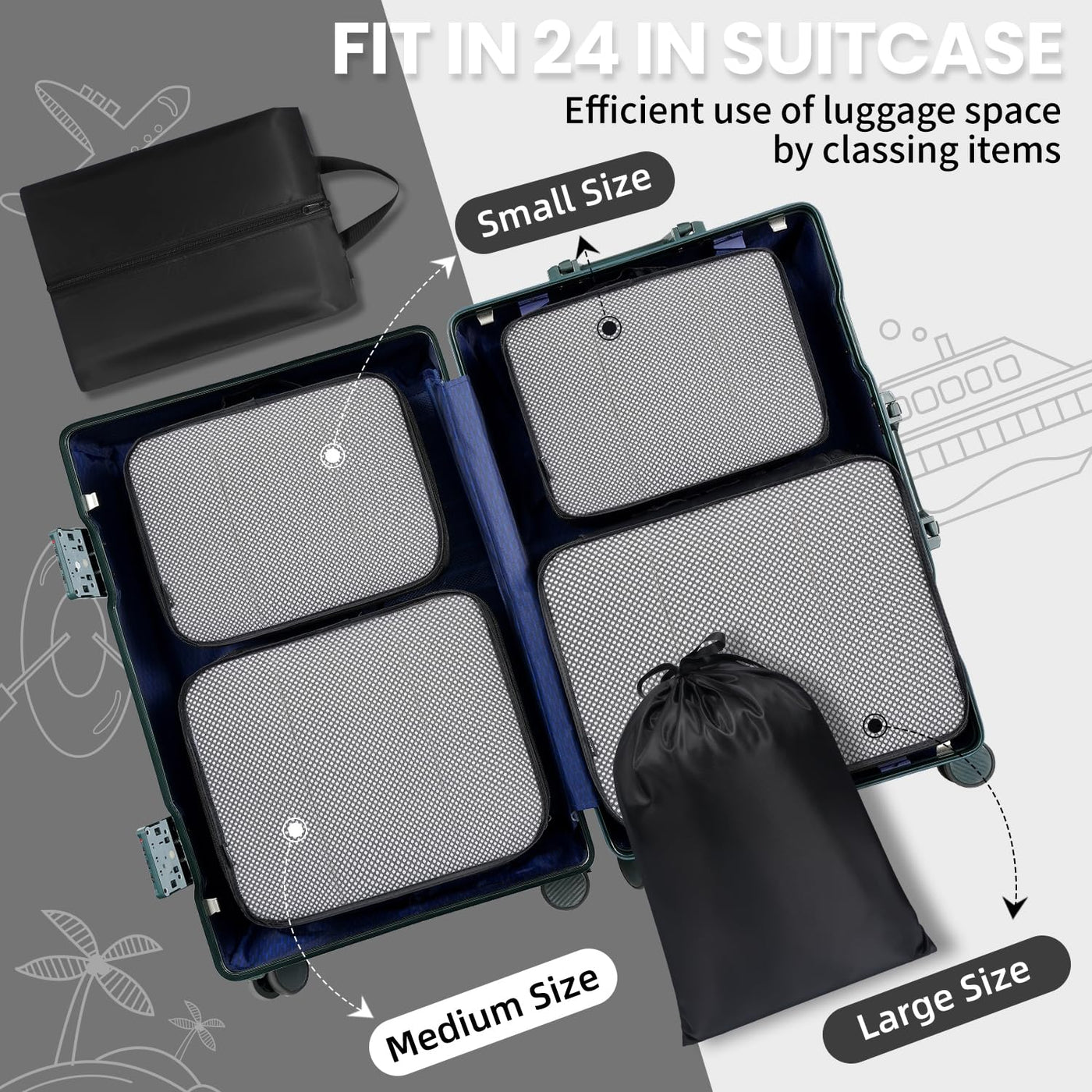 8 Set Packing Cubes Luggage Packing Organizers