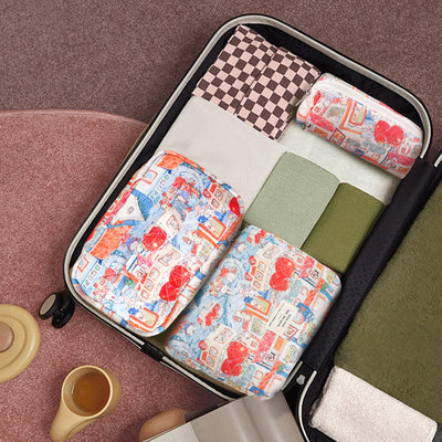 3Pcs Cotton Quilted Cosmetic Bag