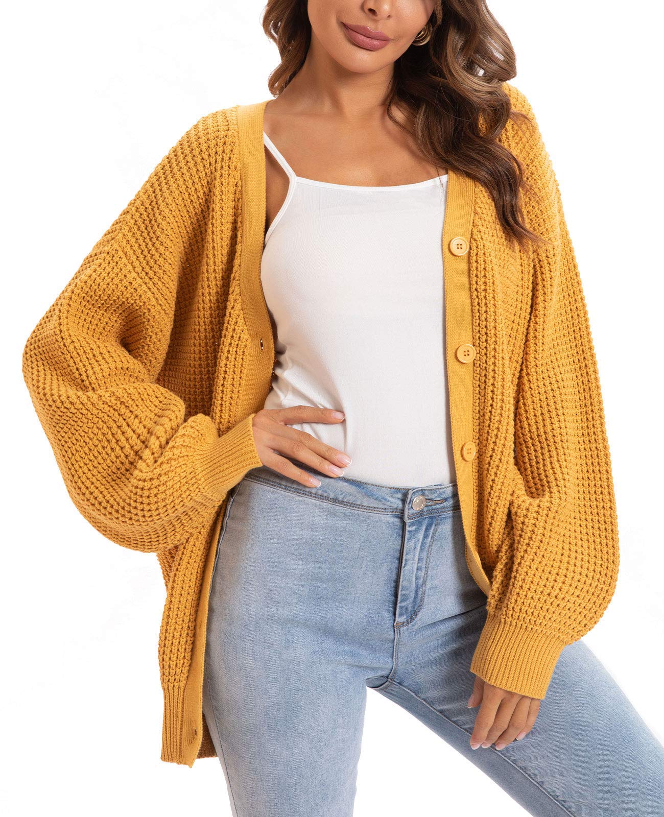 Oversized Knit Cardigan Sweaters - 100% Cotton