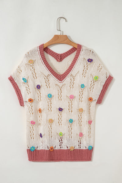 Embroidered Flowers Knit Sweater