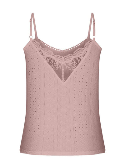 Eyelet Lace Detail V-Neck Cami - Curated by tt