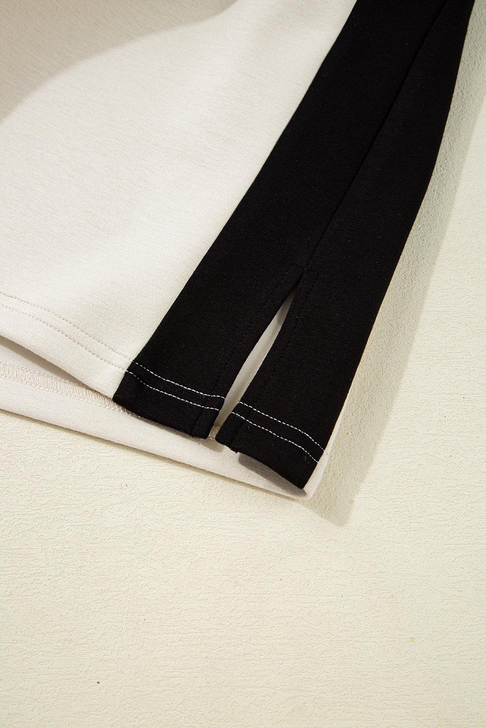 Black Contrast Zipped Stand Collared T Shirt and Short Set