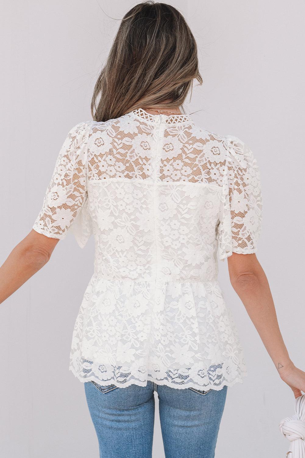 White Lace Blouse - Curated by tt