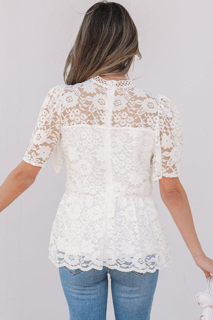 White Lace Blouse - Curated by tt