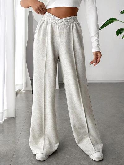 Elastic Waist Wide Leg Pants - Curated by tt