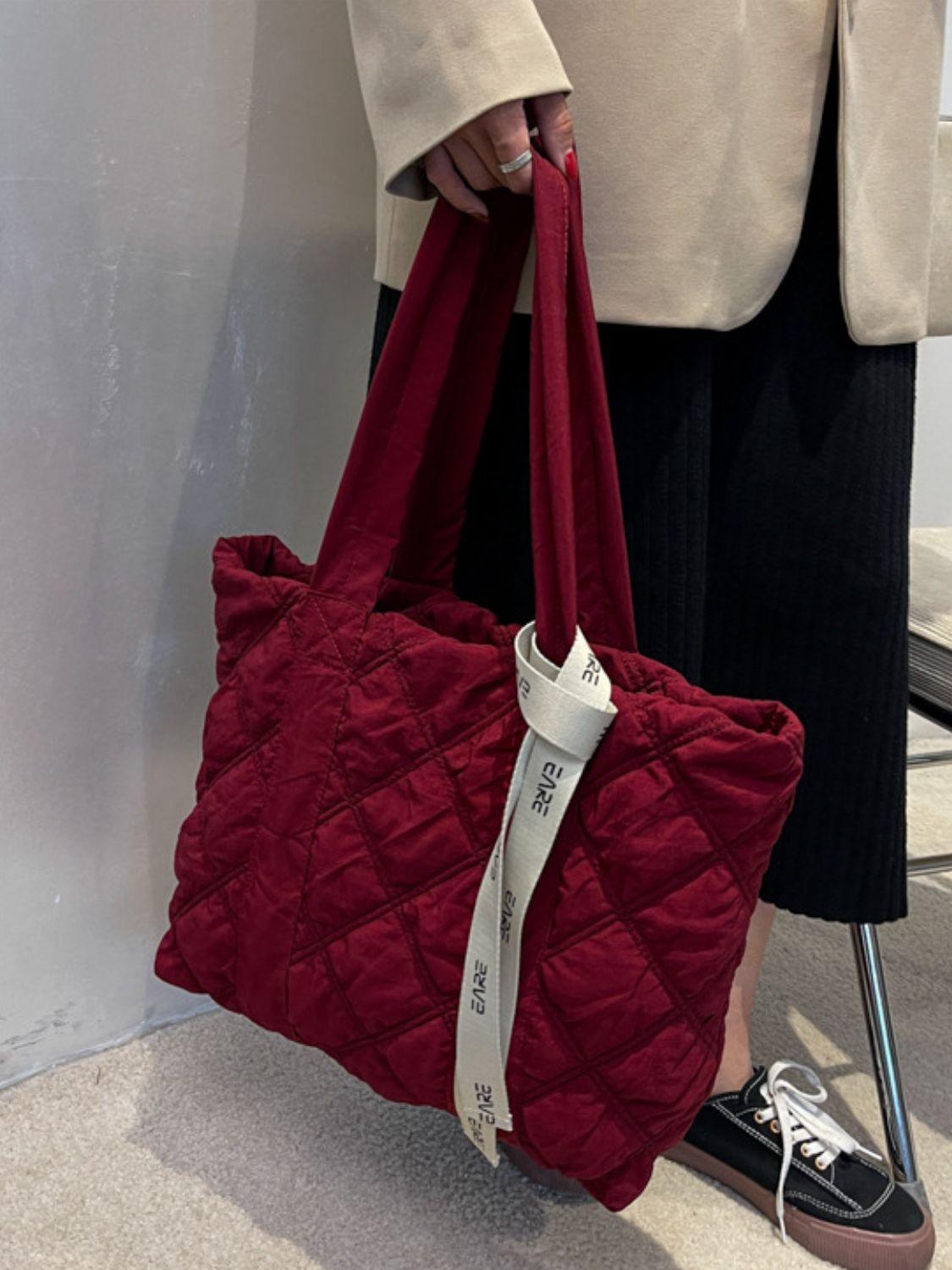 Quilted Nylon Large Tote Bag - Curated by tt