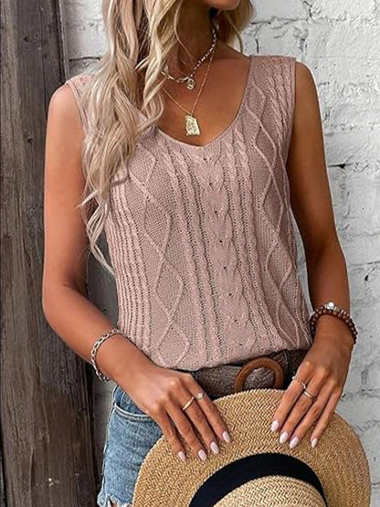 Cable-Knit V-Neck Sweater Vest - Curated by tt