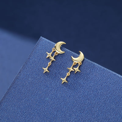 Tiny Moon Star Earrings Studs