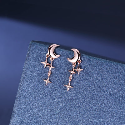 Tiny Moon Star Earrings Studs