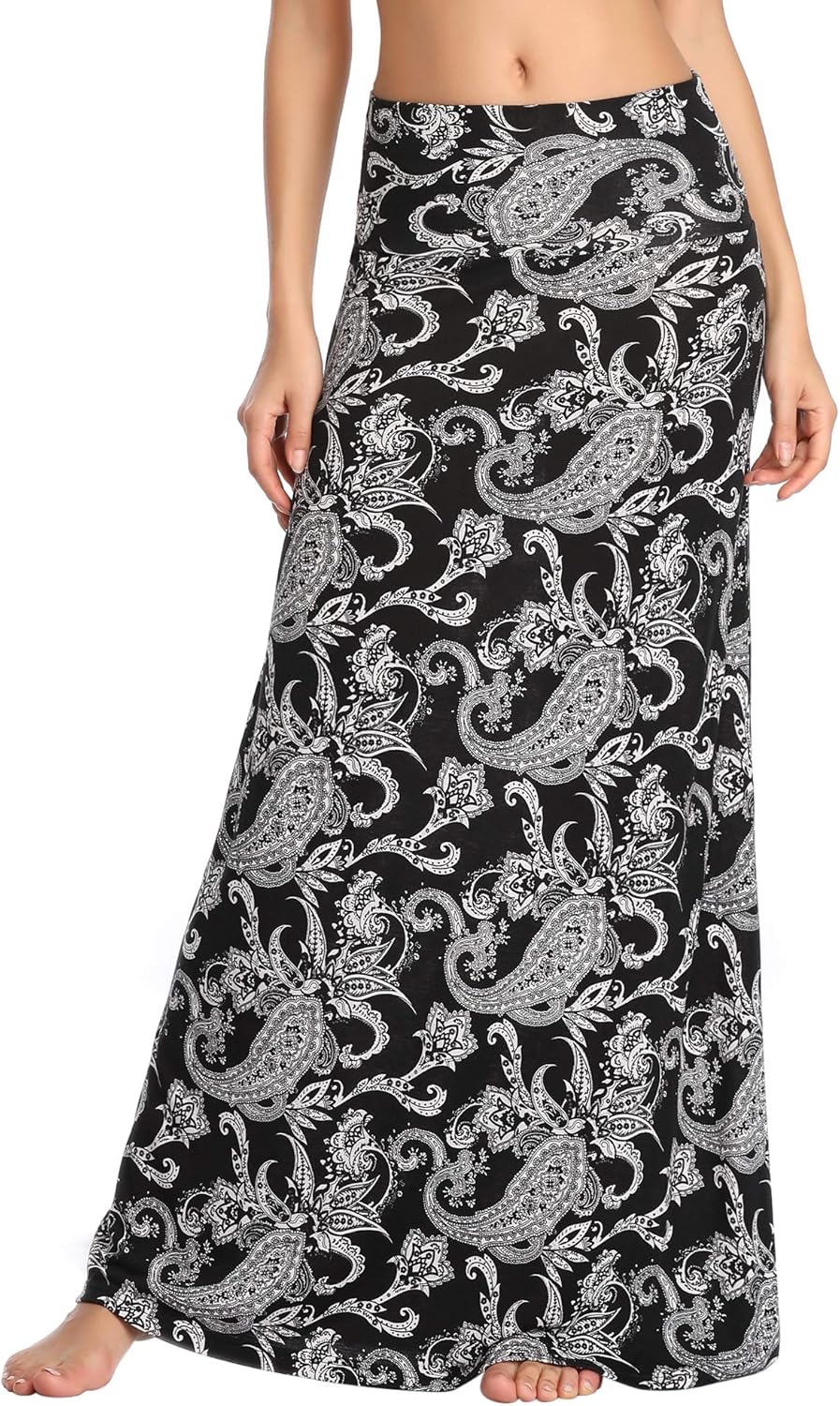 Ruched, High Waist  Flared Midi Skirt