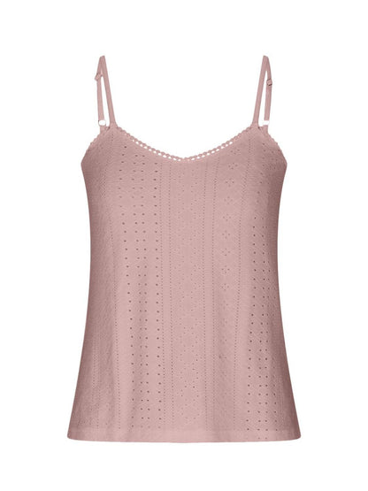 Eyelet Lace Detail V-Neck Cami - Curated by tt