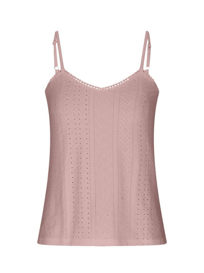 Eyelet Lace Detail V-Neck Cami - Curated by tt