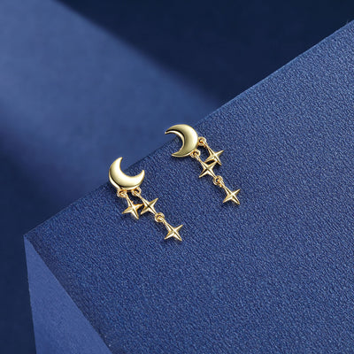 Tiny Moon Star Earrings Studs