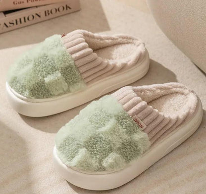 Cozy Plaid Plush Slippers - Curated by tt