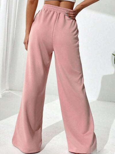 Elastic Waist Wide Leg Pants - Curated by tt