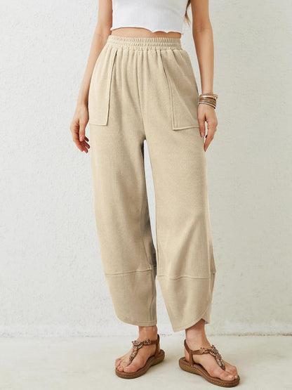 Lovelet Elastic Waist Wide Leg Pants - Curated by tt