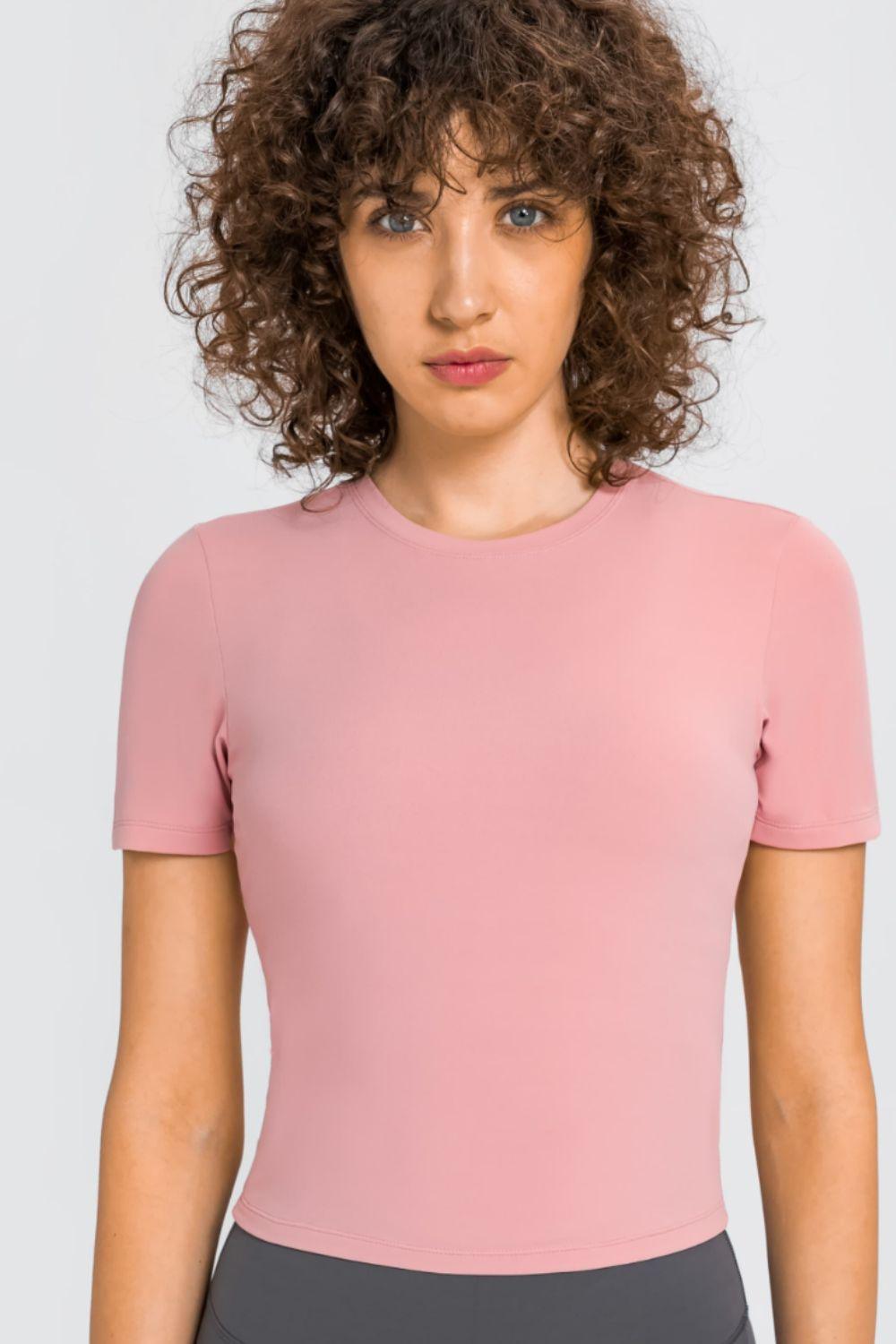 Millennia Round Neck Short Sleeve Yoga Tee - Curated by tt