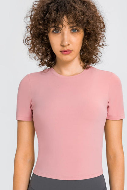 Millennia Round Neck Short Sleeve Yoga Tee - Curated by tt