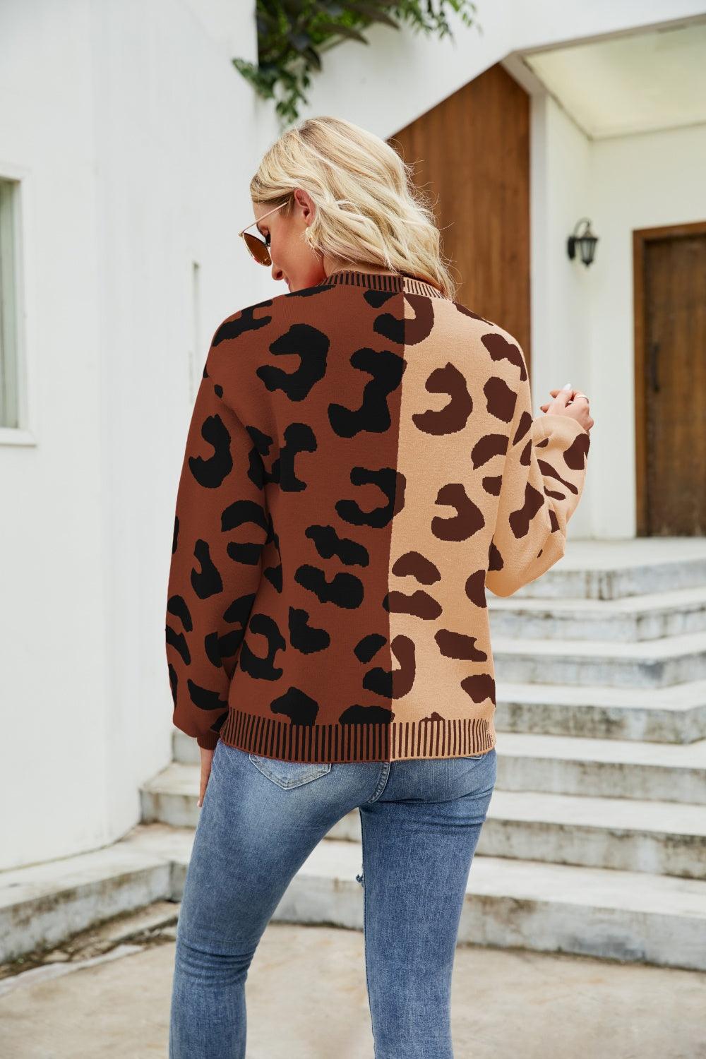 Mandy Leopard Button Up Dropped Shoulder Cardigan - Curated by tt