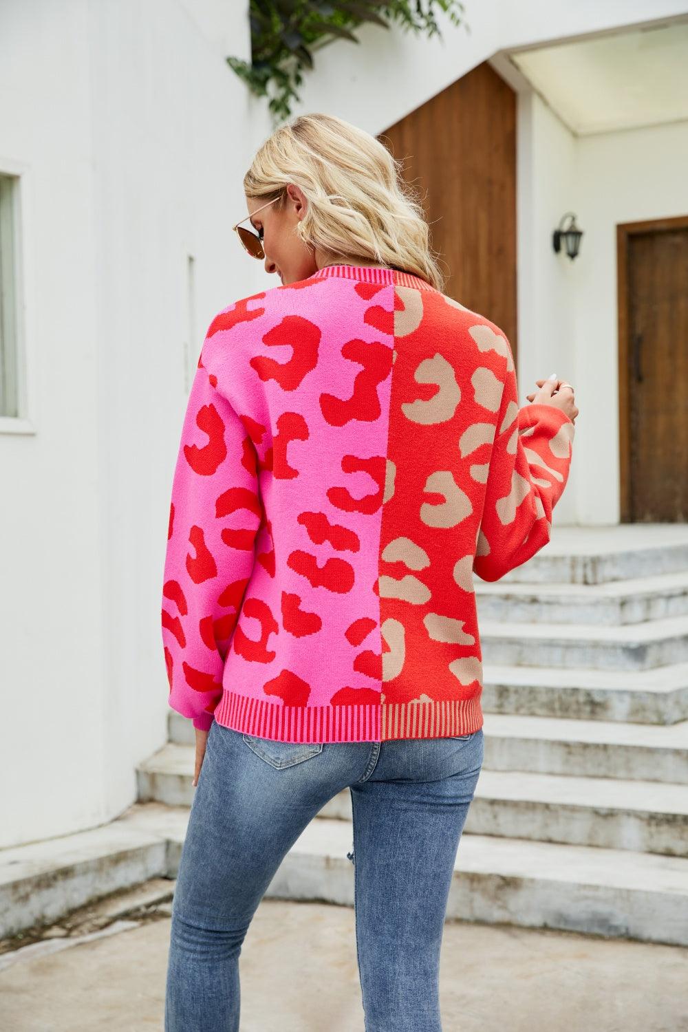 Mandy Leopard Button Up Dropped Shoulder Cardigan - Curated by tt