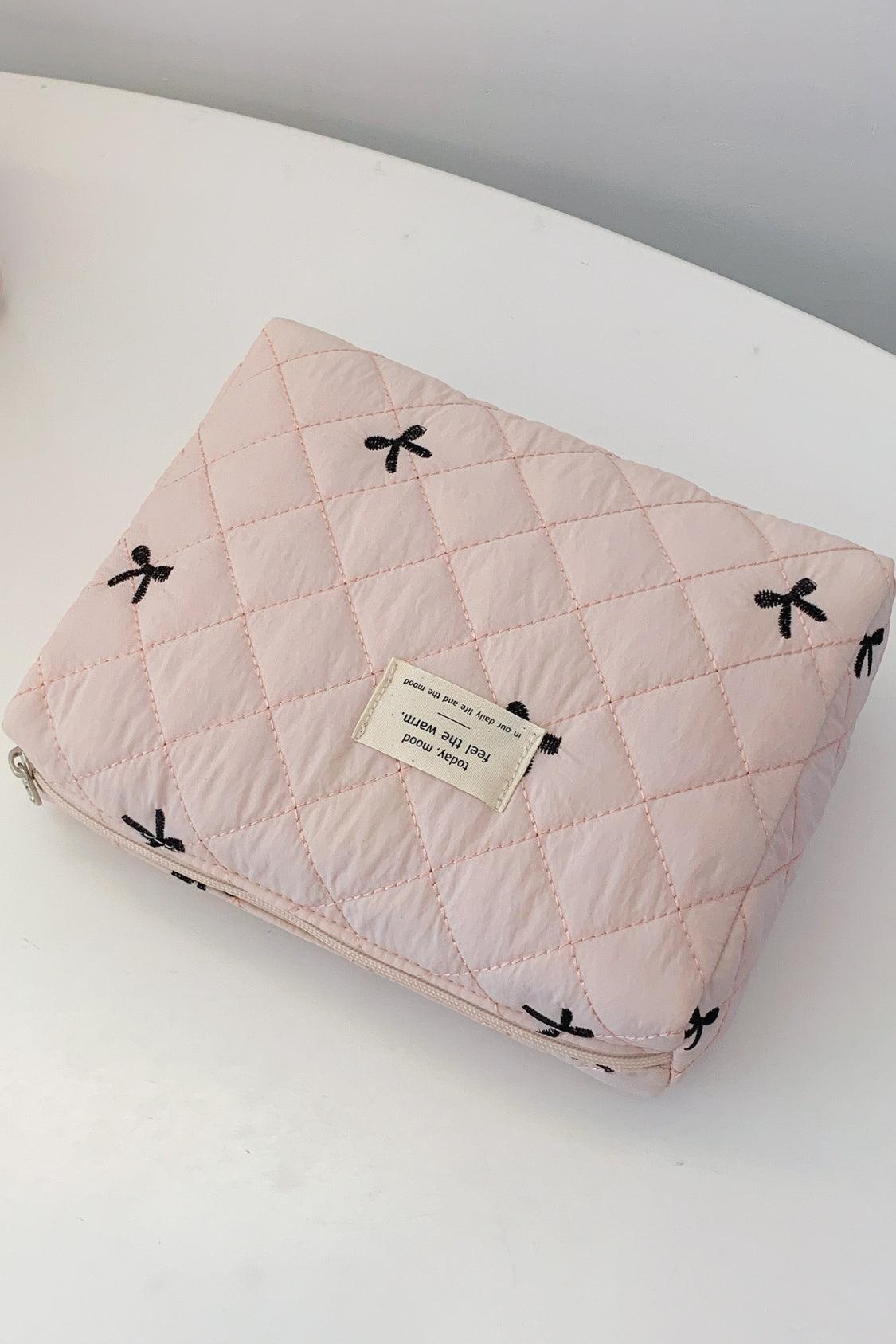 Bow Embroidered Quilted Storage Bag - Curated by tt