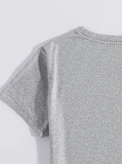 Letter Graphic Round Neck Short Sleeve T-Shirt - Curated by tt