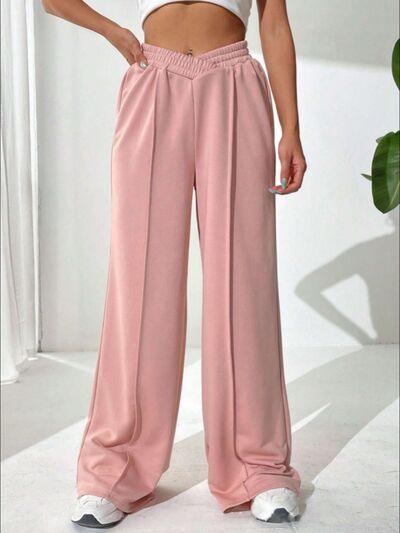 Elastic Waist Wide Leg Pants - Curated by tt