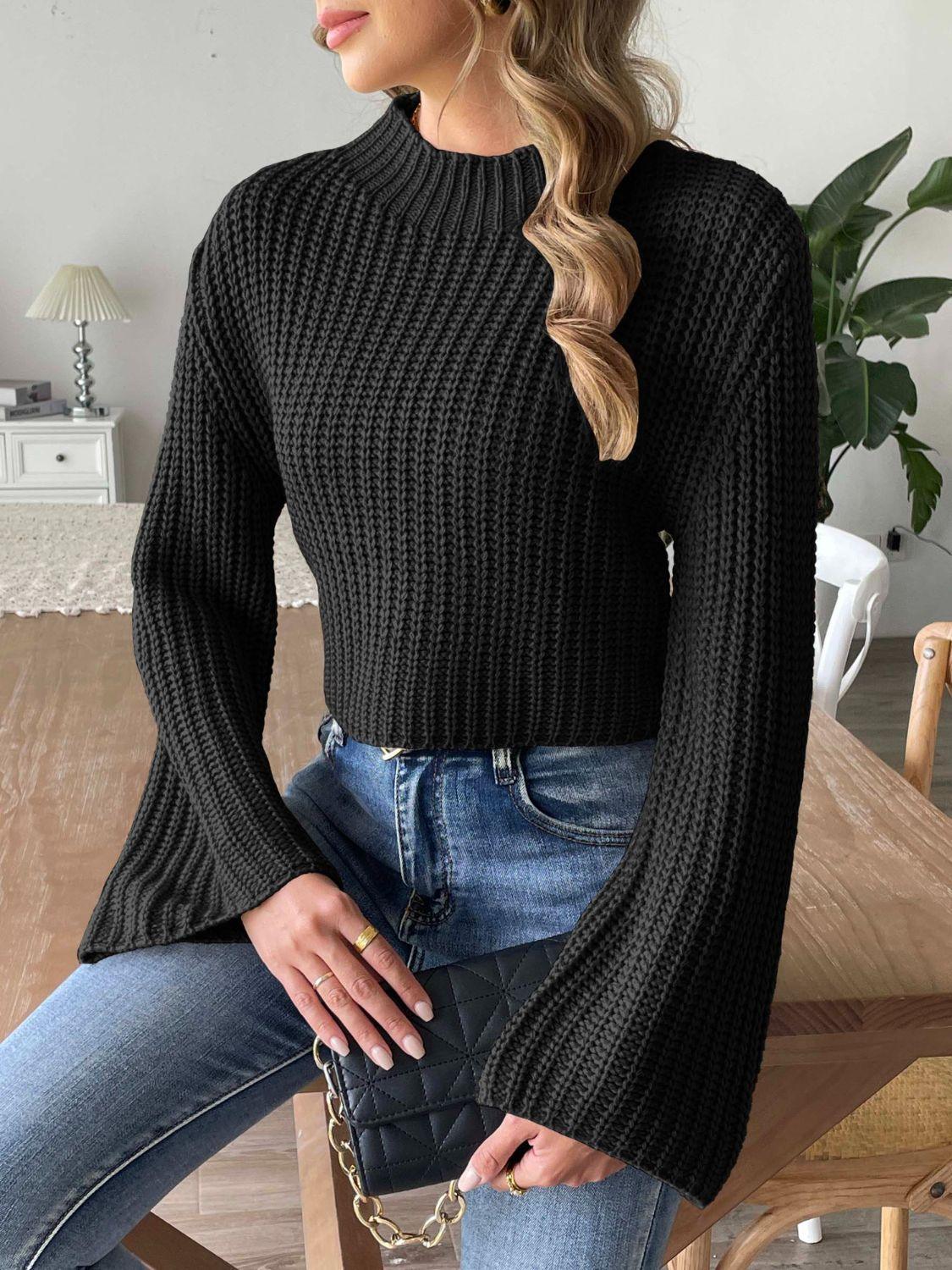 Mock Neck Long Sleeve Sweater - Curated by tt