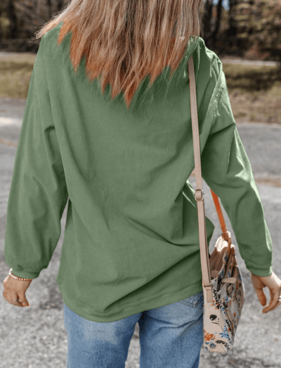 LUCKY Rhinestone Round Neck Long Sleeve Sweatshirt - Curated by tt