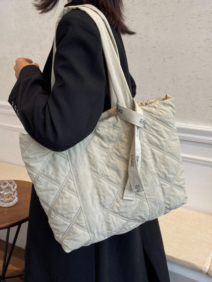 Quilted Nylon Large Tote Bag - Curated by tt