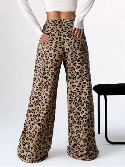 Leopard Wide Leg Plush Pants - Curated by tt