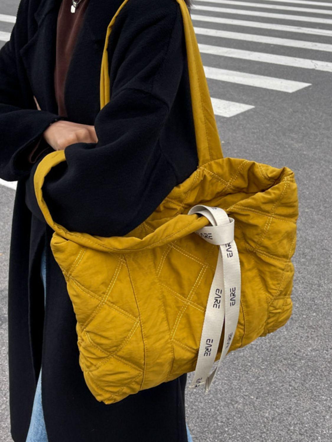 Quilted Nylon Large Tote Bag - Curated by tt