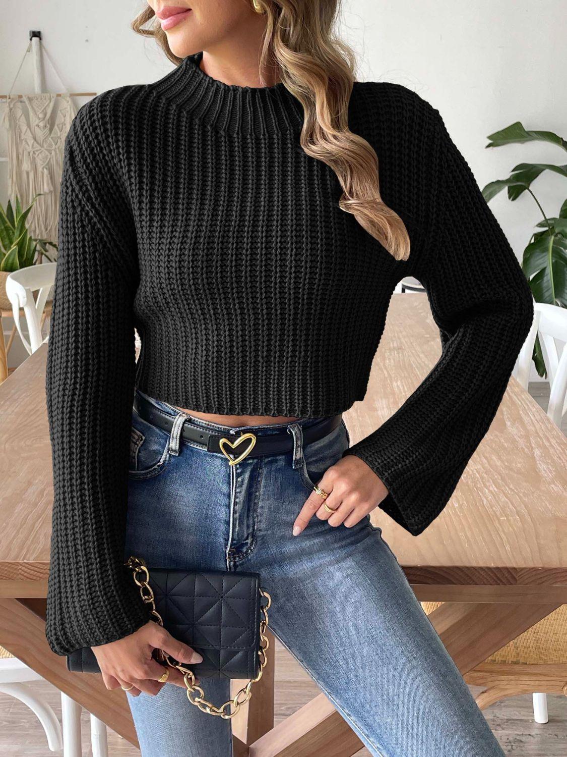 Mock Neck Long Sleeve Sweater - Curated by tt
