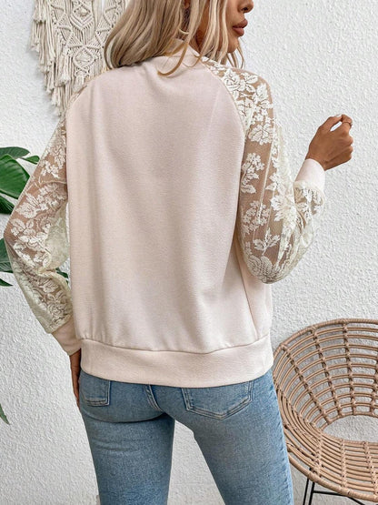Lace Baseball Collar Zip Up Jacket - Curated by tt