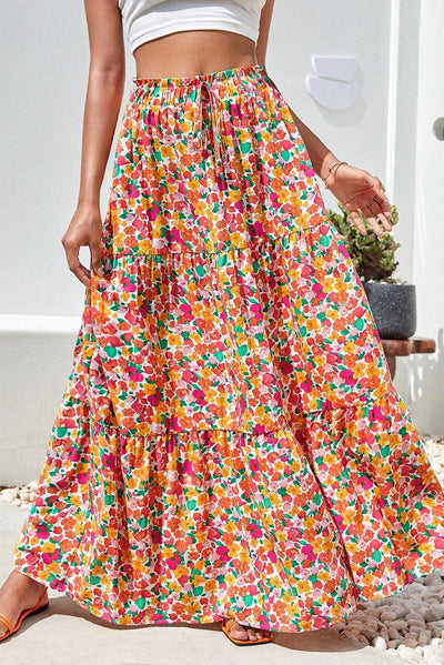 Boho Floral Print Skirt - Curated by tt
