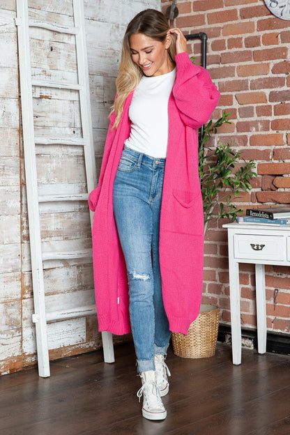 Letter Dropped Shoulder Long Sleeve Cardigan - Curated by tt