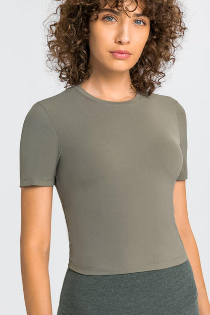 Millennia Round Neck Short Sleeve Yoga Tee - Curated by tt
